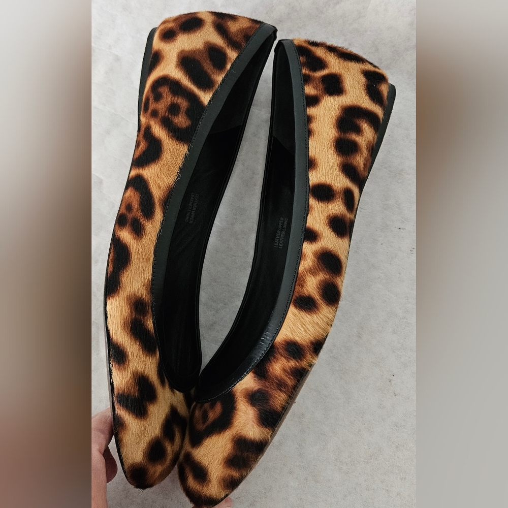 Vera Wang Leopard Animal Hair Leather Ballet Flats